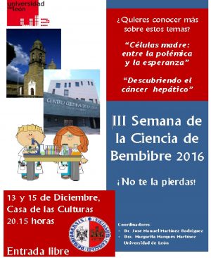 III Semana de la Ciencia de Bembibre los días 13 y 15 de diciembre 2