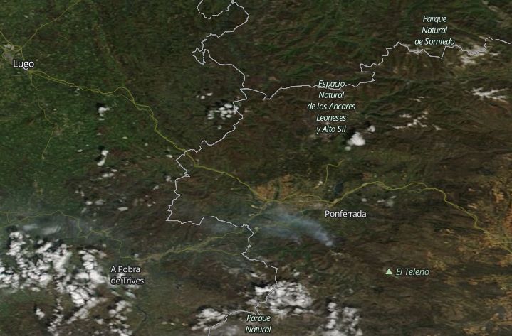 El incendio de Valdueza visto desde el espacio 3