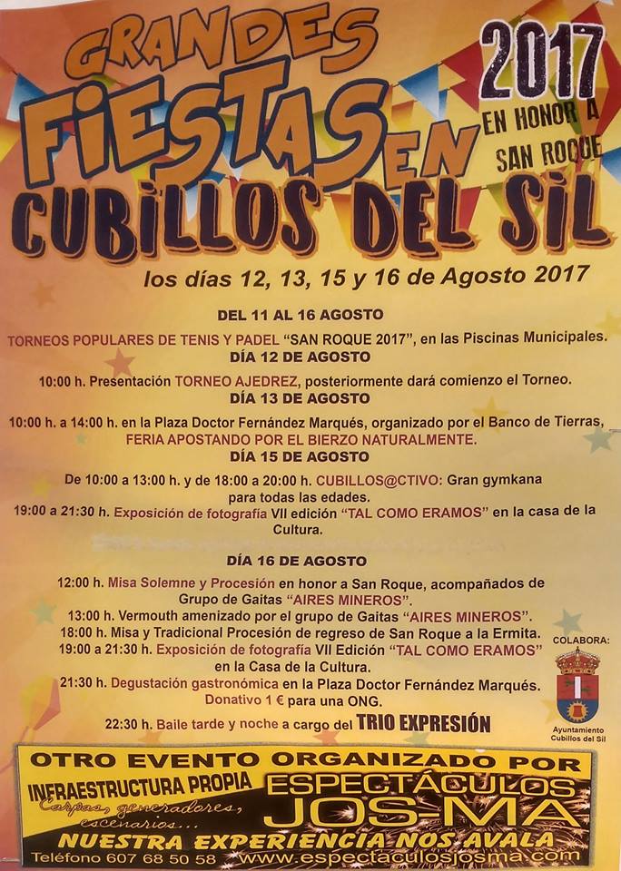 San Roque 2017 en Cubillos del Sil. 12, 13, 15 y 16 de agosto 2