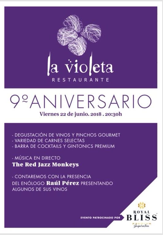 El Restaurante La Violeta cumple 9 años y lo celebra hoy viernes con la presencia del enólogo Raúl Pérez 2
