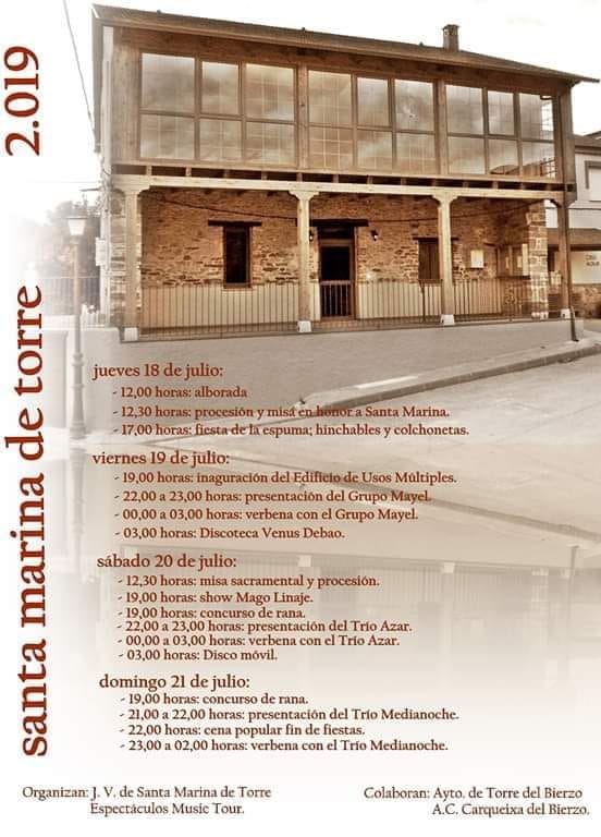 Fiestas en Santa Marina de Torre. 18 al 21 de julio 2