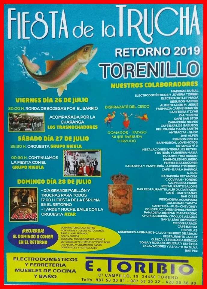 Fiestas de la trucha en Torenillo. 26 al 28 de julio 2