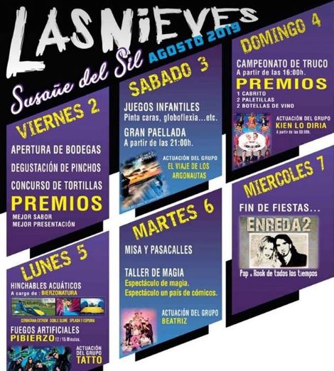 Fiestas en Susañe del Sil. 2 al 7 de agosto 2