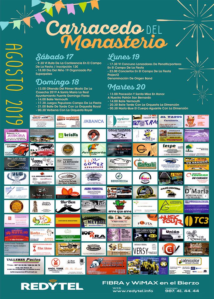 Grandes Fiestas en Carracedo del Monasterio. 17 al 20 de agosto 2019 2