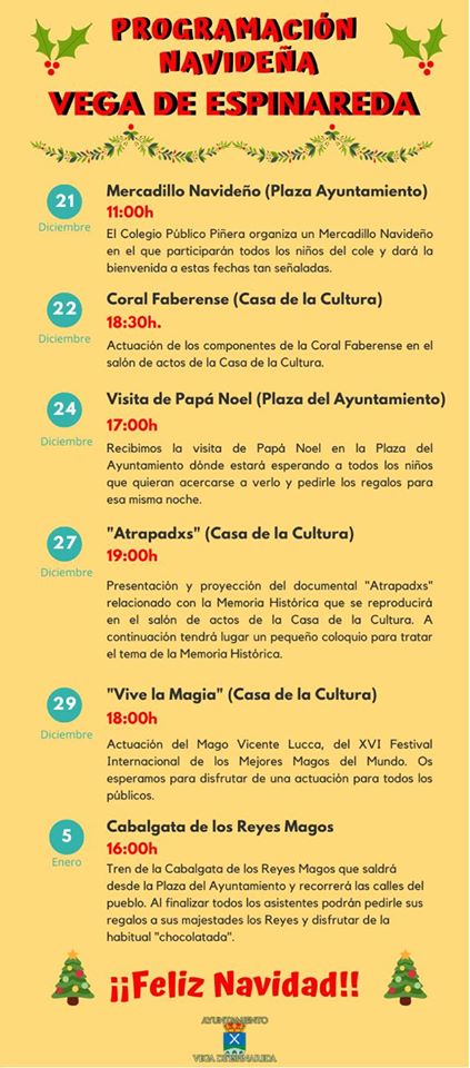 Programa de Navidad 2019 en Vega de Espinareda 2