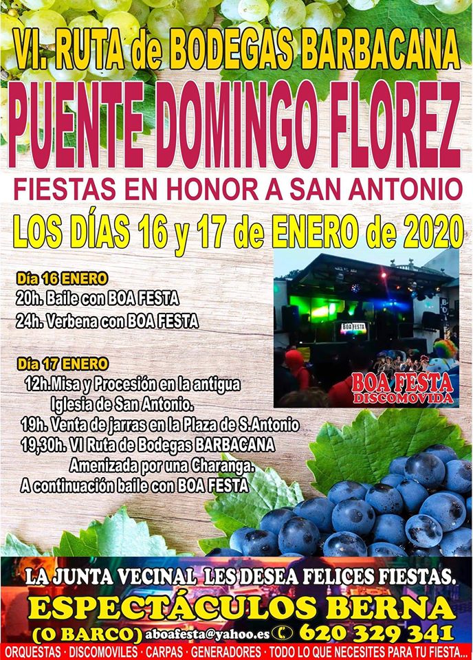 Puente Domingo Flórez celebra San Antonio los días 16 y 17 de enero 2