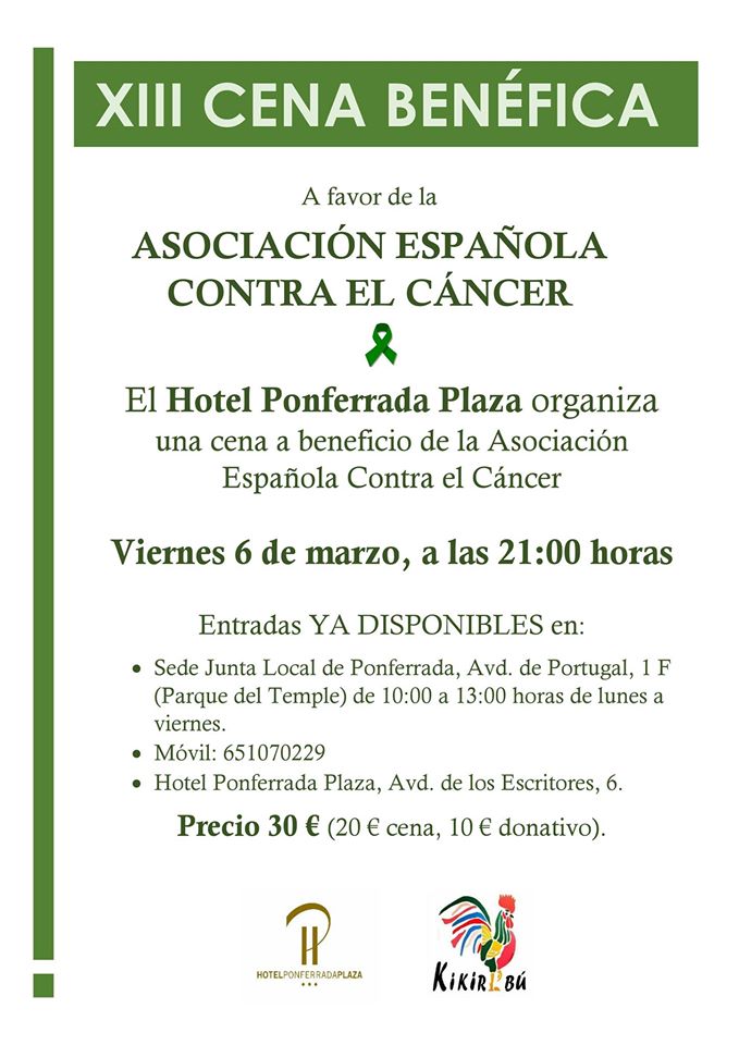 La Asociación Española contra el Cáncer de León organiza el viernes su XIII Cena benéfica 2