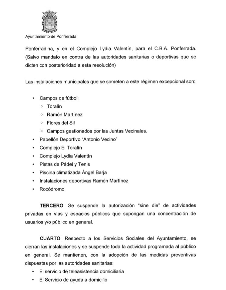 Ponferrada cierra todos los espacios públicos hasta el 26 de marzo, como prevención ante la expansión del Coronavirus 4